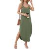 image:imageWIHOLL Womens Maxi Dresses for Women Casual Long Summer Sun Dresses 2026 Spaghetti Strap Hawaiian Vacation Outfits for WomenPlain Army Green