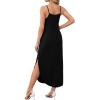 image:imageWIHOLL Womens Maxi Dresses for Women Casual Long Summer Sun Dresses 2026 Spaghetti Strap Hawaiian Vacation Outfits for WomenPlain Black