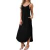 image:imageWIHOLL Womens Maxi Dresses for Women Casual Long Summer Sun Dresses 2026 Spaghetti Strap Hawaiian Vacation Outfits for WomenPlain Black