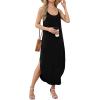 image:imageWIHOLL Womens Maxi Dresses for Women Casual Long Summer Sun Dresses 2026 Spaghetti Strap Hawaiian Vacation Outfits for WomenPlain Black