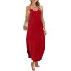 image:imageWIHOLL Womens Maxi Dresses for Women Casual Long Summer Sun Dresses 2026 Spaghetti Strap Hawaiian Vacation Outfits for WomenPlain Red