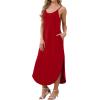 image:imageWIHOLL Womens Maxi Dresses for Women Casual Long Summer Sun Dresses 2026 Spaghetti Strap Hawaiian Vacation Outfits for WomenPlain Red