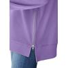 image:imageWIHOLL Womens Oversized Lightweight Sweatshirt with Side Slit Zipper Soft Crew Neck Pullover Long Sleeve Tops 2024 FashionL  Purple