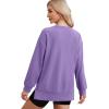 image:imageWIHOLL Womens Oversized Lightweight Sweatshirt with Side Slit Zipper Soft Crew Neck Pullover Long Sleeve Tops 2024 FashionL  Purple