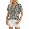 image:imageWIHOLL Womens Plus Size Spring Tops Oversized Short Sleeve Shirts Airport Travel Outfits Leopard Print 3XL
