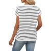 image:imageWIHOLL Womens Short Sleeve Sweater V Neck Cute Tops Trendy Spring Summer Striped Pullover Crochet Sweater Vest1black White