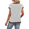 image:imageWIHOLL Womens Short Sleeve Sweater V Neck Cute Tops Trendy Spring Summer Striped Pullover Crochet Sweater Vest1white Black Coffee