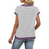 image:imageWIHOLL Womens Short Sleeve Sweater V Neck Cute Tops Trendy Spring Summer Striped Pullover Crochet Sweater Vest1white Black Purple