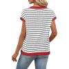 image:imageWIHOLL Womens Short Sleeve Sweater V Neck Cute Tops Trendy Spring Summer Striped Pullover Crochet Sweater Vest1white Black Red