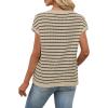 image:imageWIHOLL Womens Short Sleeve Sweater V Neck Cute Tops Trendy Spring Summer Striped Pullover Crochet Sweater VestBeige Black
