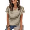 image:imageWIHOLL Womens Short Sleeve Sweater V Neck Cute Tops Trendy Spring Summer Striped Pullover Crochet Sweater VestBeige Black