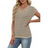 image:imageWIHOLL Womens Short Sleeve Sweater V Neck Cute Tops Trendy Spring Summer Striped Pullover Crochet Sweater VestBeige Black