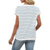 image:imageWIHOLL Womens Short Sleeve Sweater V Neck Cute Tops Trendy Spring Summer Striped Pullover Crochet Sweater VestBlue White