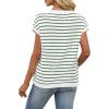 image:imageWIHOLL Womens Short Sleeve Sweater V Neck Cute Tops Trendy Spring Summer Striped Pullover Crochet Sweater VestGreen White