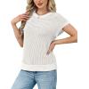 image:imageWIHOLL Womens Summer Cap Sleeve Crochet Tops Hollow Out Spring Sweaters Vacation Cruise Outfits 2026 Fashion ClothingAwhite