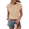 image:imageWIHOLL Womens Summer Cap Sleeve Crochet Tops Hollow Out Spring Sweaters Vacation Cruise Outfits 2026 Fashion ClothingBapricot