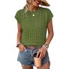 image:imageWIHOLL Womens Summer Cap Sleeve Crochet Tops Hollow Out Spring Sweaters Vacation Cruise Outfits 2026 Fashion ClothingCarmy Green