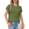 image:imageWIHOLL Womens Summer Cap Sleeve Crochet Tops Hollow Out Spring Sweaters Vacation Cruise Outfits 2026 Fashion ClothingCarmy Green