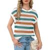image:imageWIHOLL Womens Summer Cap Sleeve Crochet Tops Hollow Out Spring Sweaters Vacation Cruise Outfits 2026 Fashion ClothingCorange Stripe
