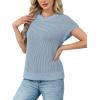 image:imageWIHOLL Womens Summer Cap Sleeve Crochet Tops Hollow Out Spring Sweaters Vacation Cruise Outfits 2026 Fashion ClothingEblue