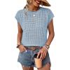 image:imageWIHOLL Womens Summer Cap Sleeve Crochet Tops Hollow Out Spring Sweaters Vacation Cruise Outfits 2026 Fashion ClothingEblue