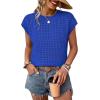 image:imageWIHOLL Womens Summer Cap Sleeve Crochet Tops Hollow Out Spring Sweaters Vacation Cruise Outfits 2026 Fashion ClothingFroyal Blue
