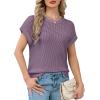 image:imageWIHOLL Womens Summer Cap Sleeve Crochet Tops Hollow Out Spring Sweaters Vacation Cruise Outfits 2026 Fashion ClothingGgrey Purple