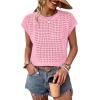 image:imageWIHOLL Womens Summer Cap Sleeve Crochet Tops Hollow Out Spring Sweaters Vacation Cruise Outfits 2026 Fashion ClothingGpink