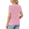 image:imageWIHOLL Womens Summer Cap Sleeve Crochet Tops Hollow Out Spring Sweaters Vacation Cruise Outfits 2026 Fashion ClothingGpink
