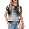 image:imageWIHOLL Womens Summer Cap Sleeve Crochet Tops Hollow Out Spring Sweaters Vacation Cruise Outfits 2026 Fashion ClothingJapricot Black