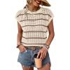 image:imageWIHOLL Womens Summer Cap Sleeve Crochet Tops Hollow Out Spring Sweaters Vacation Cruise Outfits 2026 Fashion ClothingJapricot Coffee