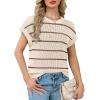 image:imageWIHOLL Womens Summer Cap Sleeve Crochet Tops Hollow Out Spring Sweaters Vacation Cruise Outfits 2026 Fashion ClothingJapricot Coffee