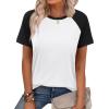 image:imageWIHOLL Womens Summer Tops Color Block Short Sleeve Raglan Shirts Spring Fashion Clothes Vacation OutfitsBlack White
