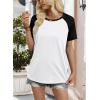 image:imageWIHOLL Womens Summer Tops Color Block Short Sleeve Raglan Shirts Spring Fashion Clothes Vacation OutfitsBlack White