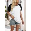 image:imageWIHOLL Womens Summer Tops Color Block Short Sleeve Raglan Shirts Spring Fashion Clothes Vacation OutfitsBlack White