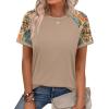 image:imageWIHOLL Womens Summer Tops Color Block Short Sleeve Raglan Shirts Spring Fashion Clothes Vacation OutfitsBoho Brown