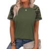 image:imageWIHOLL Womens Summer Tops Color Block Short Sleeve Raglan Shirts Spring Fashion Clothes Vacation OutfitsCamo Army Green