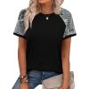 image:imageWIHOLL Womens Summer Tops Color Block Short Sleeve Raglan Shirts Spring Fashion Clothes Vacation OutfitsGraphic Black