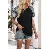 image:imageWIHOLL Womens Summer Tops Color Block Short Sleeve Raglan Shirts Spring Fashion Clothes Vacation OutfitsGraphic Black