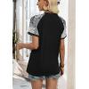 image:imageWIHOLL Womens Summer Tops Color Block Short Sleeve Raglan Shirts Spring Fashion Clothes Vacation OutfitsGraphic Black
