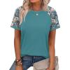image:imageWIHOLL Womens Summer Tops Color Block Short Sleeve Raglan Shirts Spring Fashion Clothes Vacation OutfitsGraphic Blue