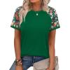 image:imageWIHOLL Womens Summer Tops Color Block Short Sleeve Raglan Shirts Spring Fashion Clothes Vacation OutfitsGraphic Green