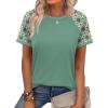 image:imageWIHOLL Womens Summer Tops Color Block Short Sleeve Raglan Shirts Spring Fashion Clothes Vacation OutfitsGraphic Light Green