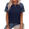 image:imageWIHOLL Womens Summer Tops Color Block Short Sleeve Raglan Shirts Spring Fashion Clothes Vacation OutfitsGraphic Navy