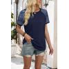 image:imageWIHOLL Womens Summer Tops Color Block Short Sleeve Raglan Shirts Spring Fashion Clothes Vacation OutfitsGraphic Navy