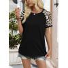 image:imageWIHOLL Womens Summer Tops Color Block Short Sleeve Raglan Shirts Spring Fashion Clothes Vacation OutfitsLeopard Black