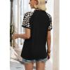 image:imageWIHOLL Womens Summer Tops Color Block Short Sleeve Raglan Shirts Spring Fashion Clothes Vacation OutfitsLeopard Black