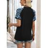 image:imageWIHOLL Womens Summer Tops Color Block Short Sleeve Raglan Shirts Spring Fashion Clothes Vacation OutfitsLeopard Blue Black