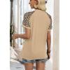 image:imageWIHOLL Womens Summer Tops Color Block Short Sleeve Raglan Shirts Spring Fashion Clothes Vacation OutfitsLeopard Khaki