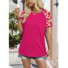 image:imageWIHOLL Womens Summer Tops Color Block Short Sleeve Raglan Shirts Spring Fashion Clothes Vacation OutfitsLeopard Pink